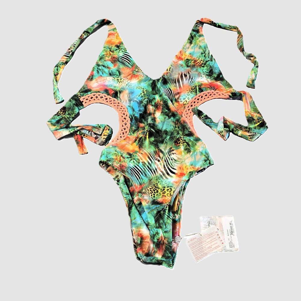 Luli Fama Sz Small Womens Miami Nice Crochet Cut Out Monokini